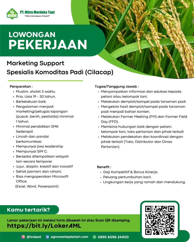 Marketing Support Spesialis Komoditas Padi Marketing Support Spesialis Komoditas Padi